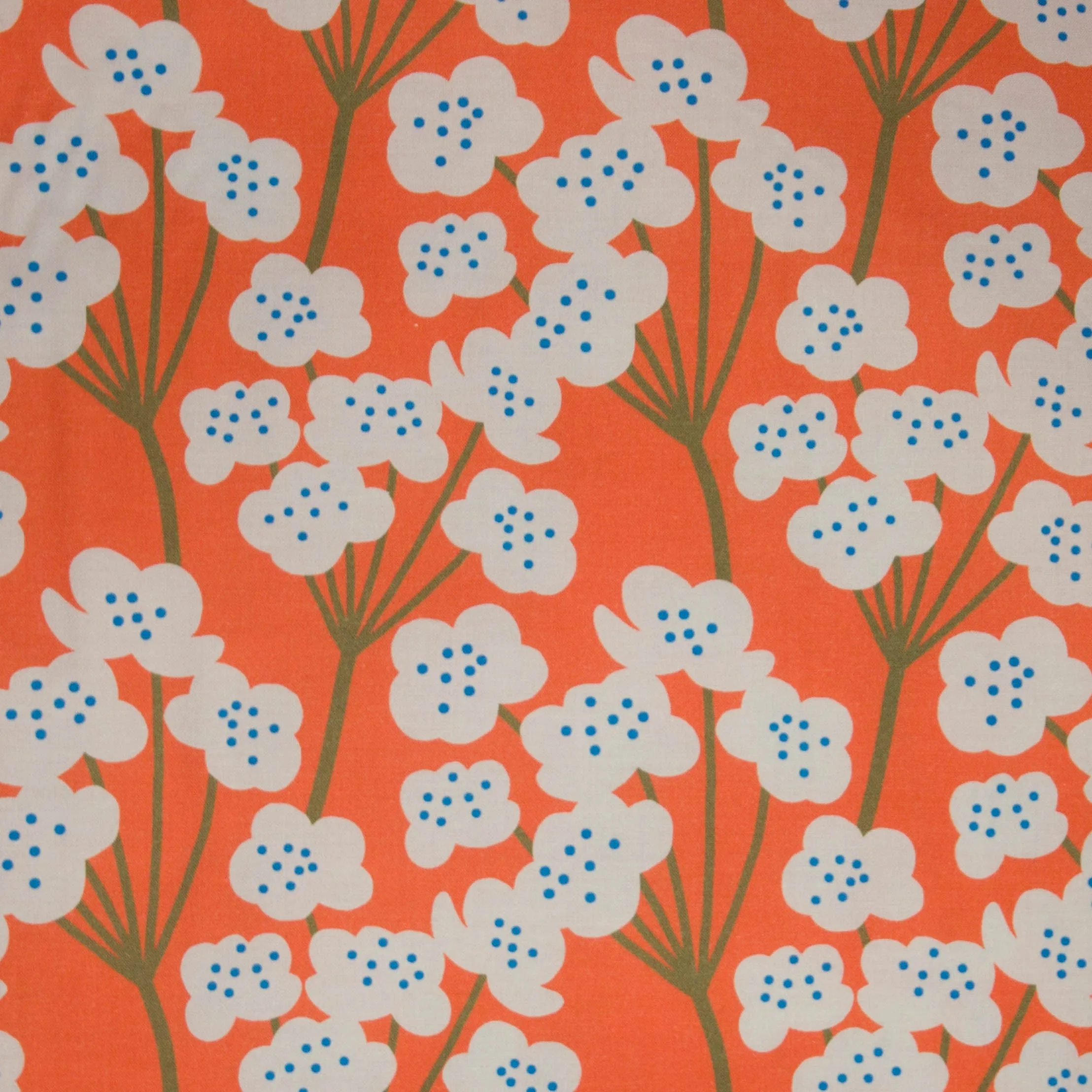 Katoen oranje met witte bloemen